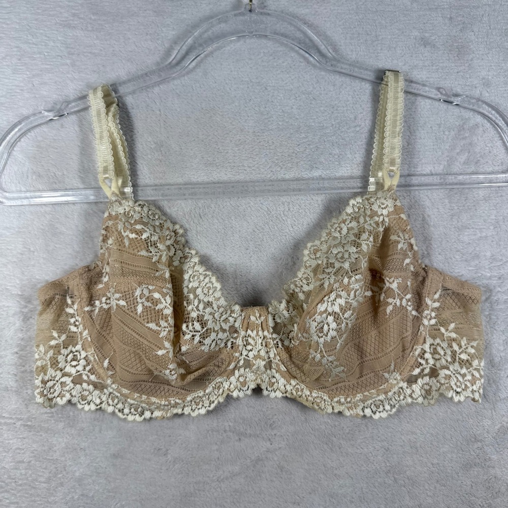 Wacoal 65191 Nude Ivory Floral Lace Underwire Bra 36C Full Coverage Adjustable